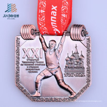 Medalha feita sob encomenda de bronze do bronze 3D da carcaça da liga quente da venda com fita